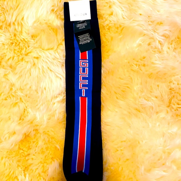 ✅ New Gucci Socks W/ Tags and Box! Blue/Red Stripe - Picture 1 of 6